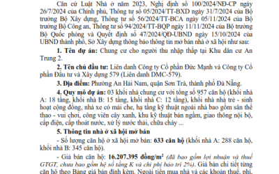 THÔNG BÁO  Về việc mở bán nhà ở xã hội tại Khối nhà A, B thuộc  dự án Chung cư cho người thu nhập thấp tại khu dân cư An Trung 2