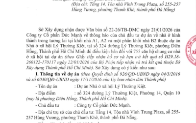 CÔNG BỐ CÔNG KHAI THÔNG TIN LIÊN QUAN ĐẾN DỰ ÁN NHÀ Ở XÃ HỘI LÝ THƯỜNG KIỆT.